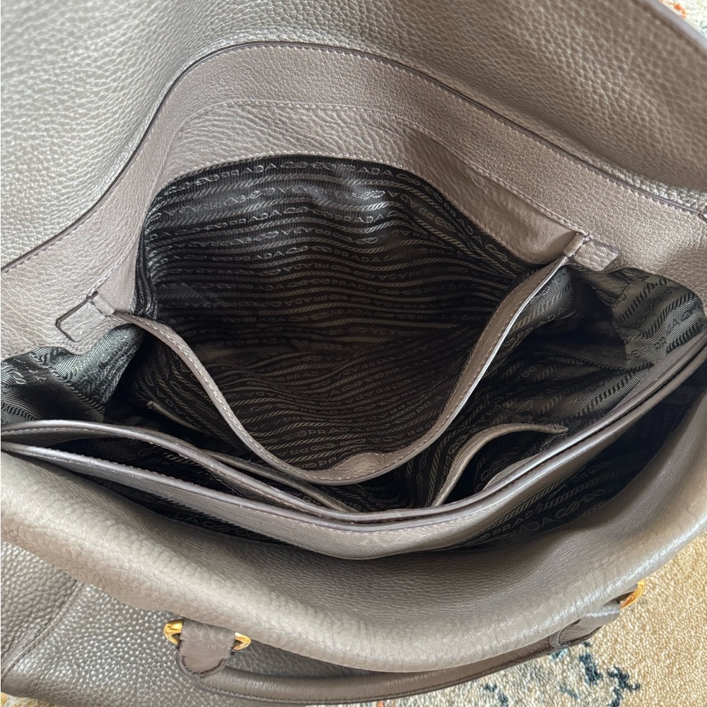 Prada Dark Gray Leather Tote Bag - Picture 7 of 16